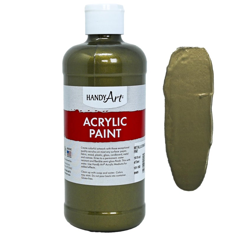 Handy Art Student Acrylic Paint 16 ounce, Metallic Brass - Image 1